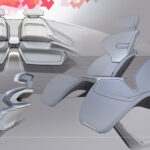 Seat design sketches of the Chrysler Halcyon Concept.